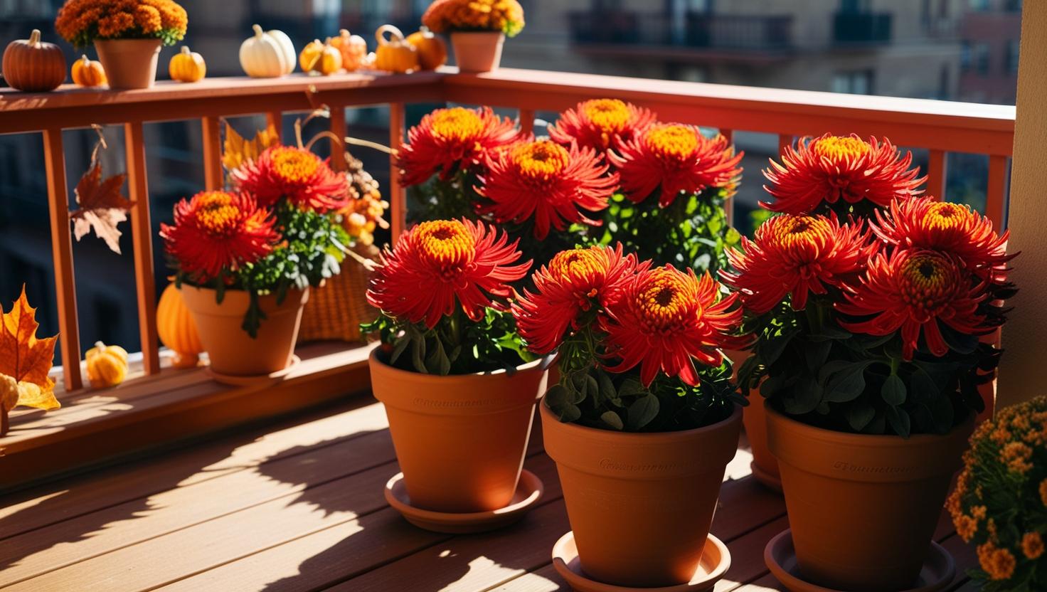 Chrysanthemen auf dem Balkon