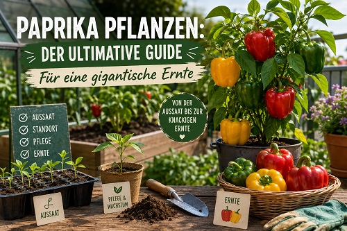Paprika pflanzen im garten