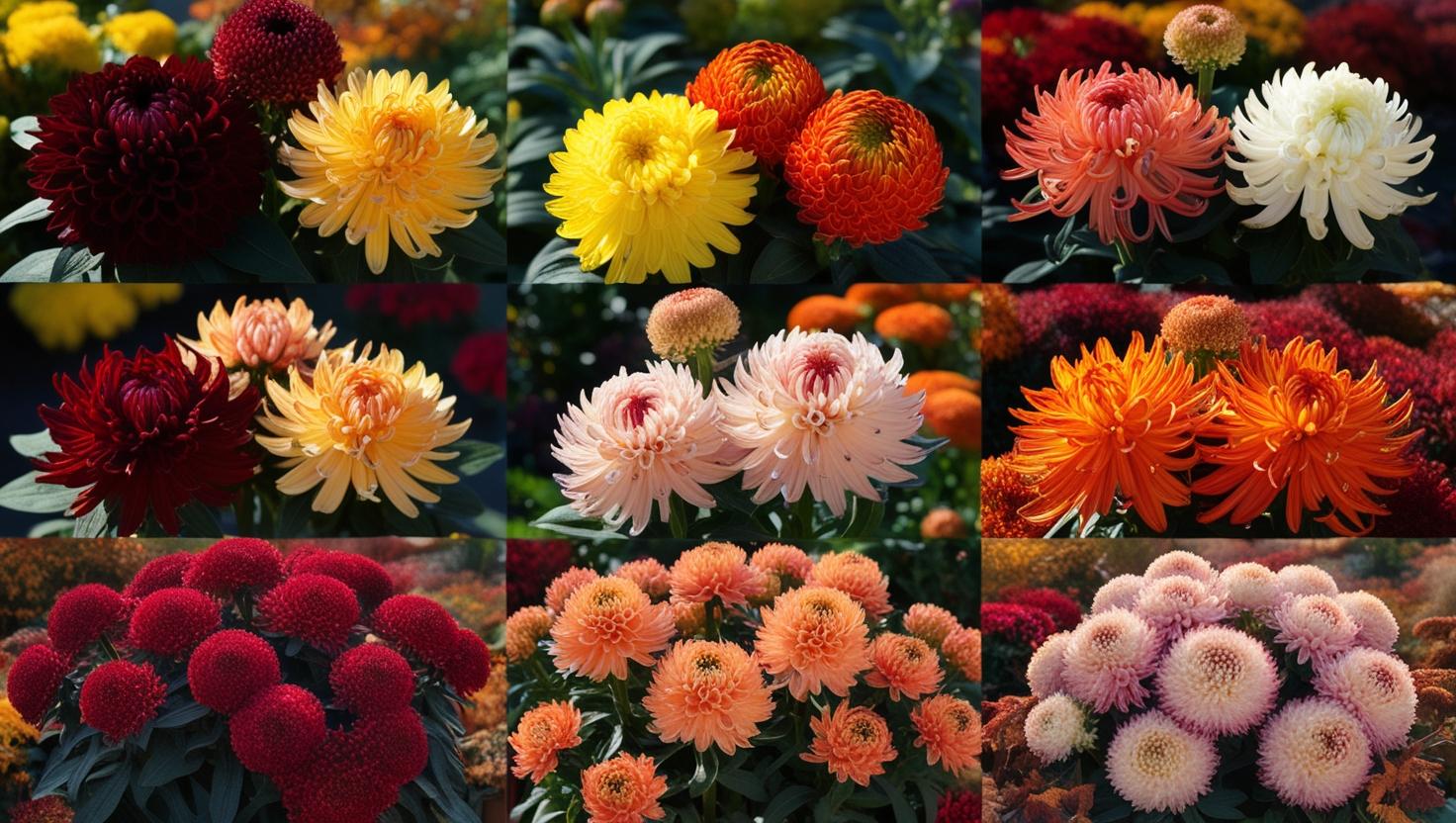Sortenvielfalt bei Chrysanthemen