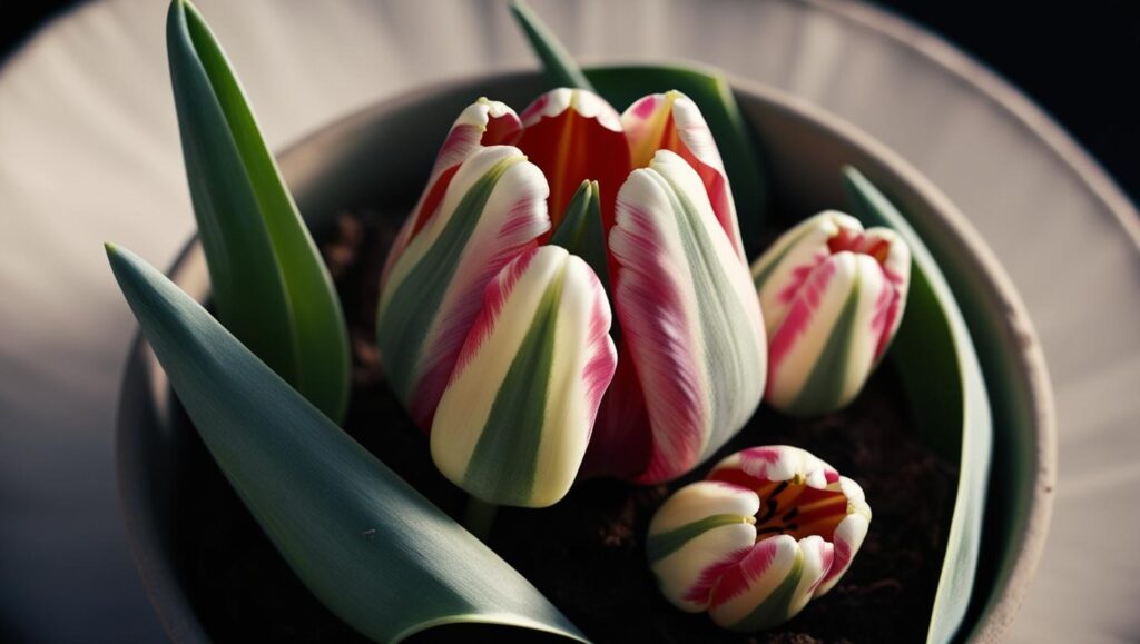 Tulpenzwiebeln mit kleinen Tochterzwiebeln zur Vermehrung.
