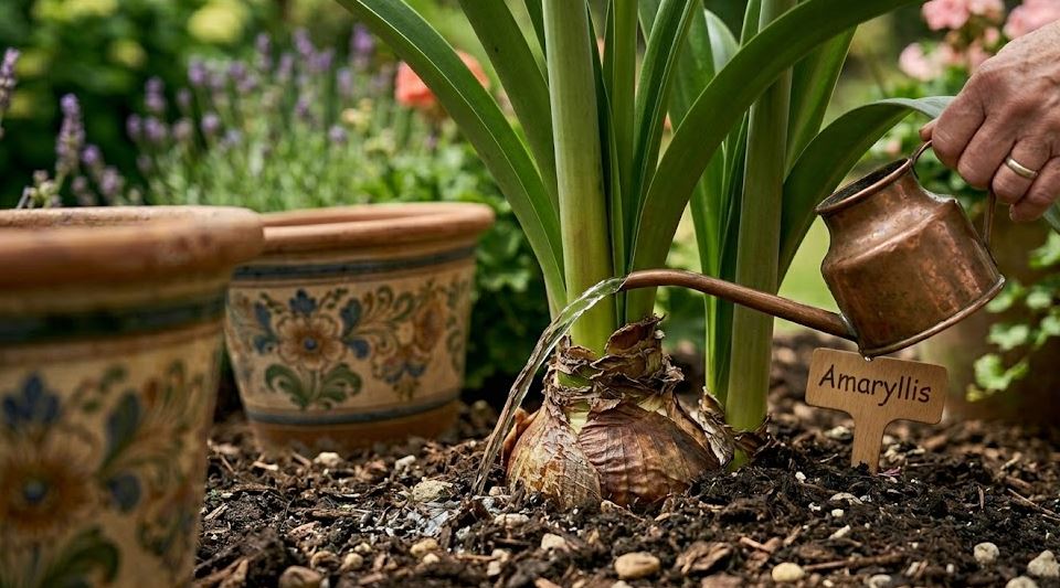 Amaryllis gießen im Garten
