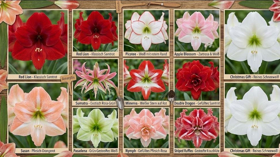 Verschiedene Amaryllis Sorten und Farben