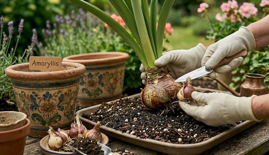 Vermehrung der Amaryllis durch Tochterzwiebeln