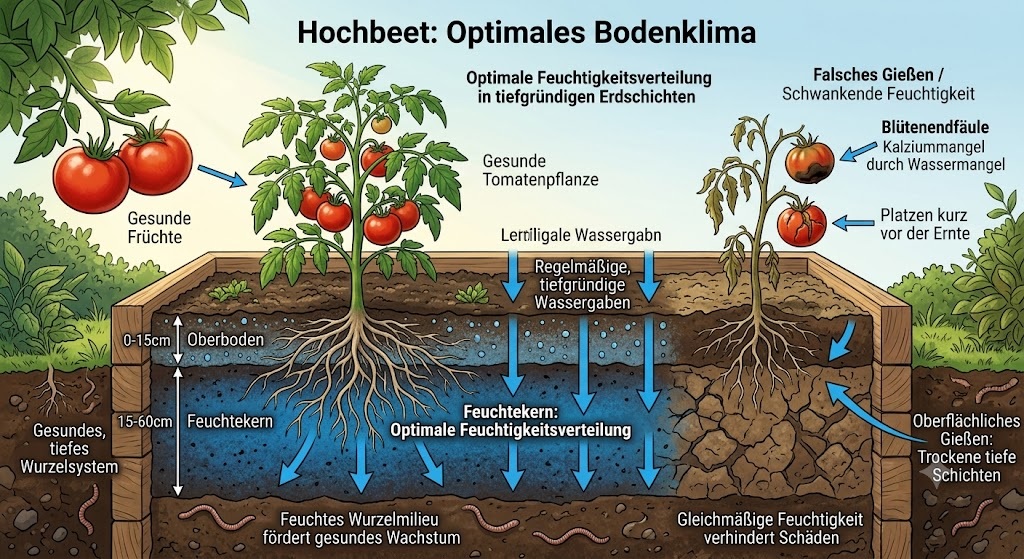 Tomaten gießen Hochbeet Feuchtigkeit